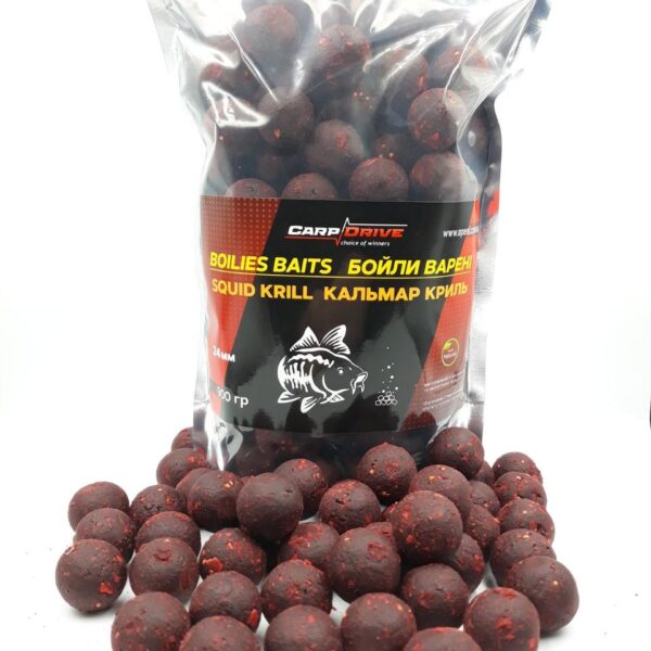 Бойли варені Carp Drive преміум Кальмар Кріль Squid Krill 24 мм 900 г