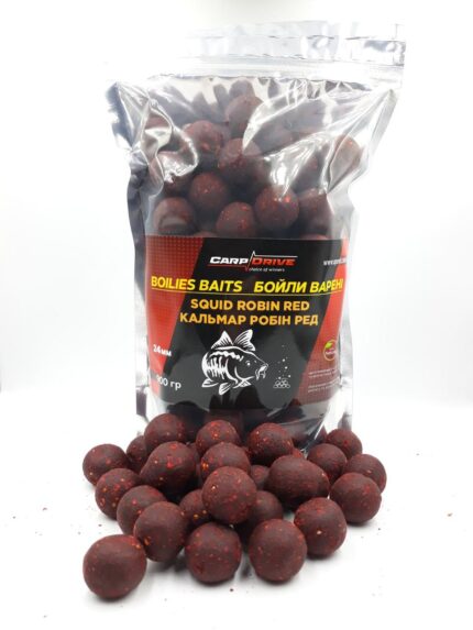 Бойли варені Carp Drive преміум Кальмар Робін Ред Squid Robin Red 24 мм 900 г