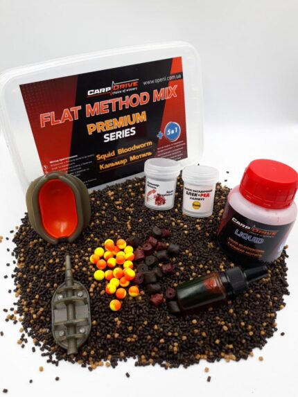 Методний пелетс метод мікс Carp Drive Кальмар-Мотіль Squid-Bloodworm Premium series 7 в 1