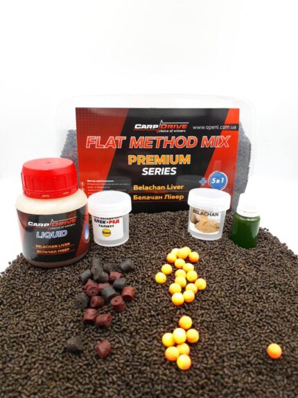 Флет метод мікс Belachan Liver Carp Drive преміум 5в1 прикормка для флет фідера