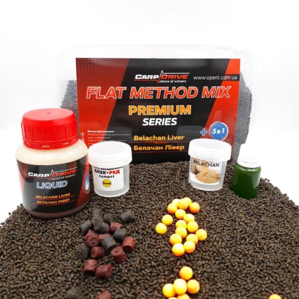 Флет метод мікс Belachan Liver Carp Drive преміум 5в1 прикормка для флет фідера