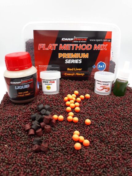 Флет метод мікс Carp Drive преміум червоний лівер Red Liver 5 в 1