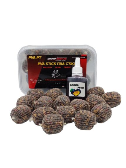 Готові PVA стіки Слива Plum Carp Drive 15 шт ліквід 30 мл пелетс 2 мм Coppens