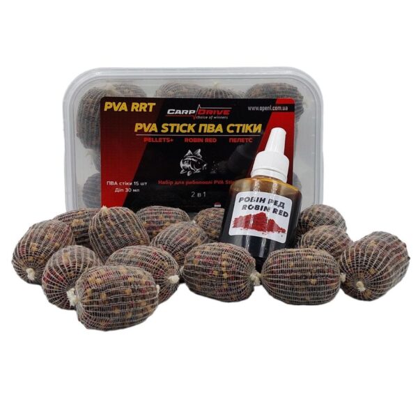 Готові PVA стіки Робін Ред Robin Red Carp Drive 15 шт ліквід 30 мл пелетс 2 мм Coppens