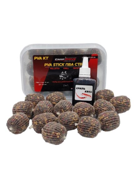 Готові PVA стіки Carp Drive Krill 15 шт ліквід 30 мл пелетс 2 мм