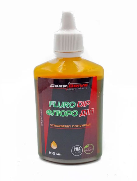 Флюро діп Carp Drive Полуниця Strawberry 100 мл з дозатором не розчиняє PVA атрактант