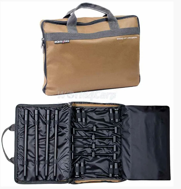 Набір універсальних стійок і буз барів в чохлі World4Carp Stand Kit Universal 4 Coyote 4 вудилища 37 63 см буз бар 25 см вага 1 7 кг