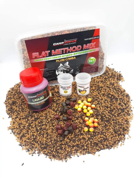 Флет метод Carp Drive мікс Plum слива ягідно фруктова серія 5 в 1 флет фідер прикормка короп