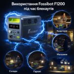 Портативна зарядна станція Fossibot F1200 джерело енергії 1200 Вт використання у побуті