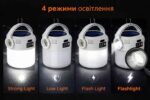 Кемпінговий сонячний ліхтар COB LED SOLAR USB Type-C
