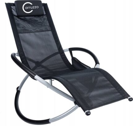Шезлонг металевий чорний Carruzzo L66J-Стильний відпочинок у вашому саду
