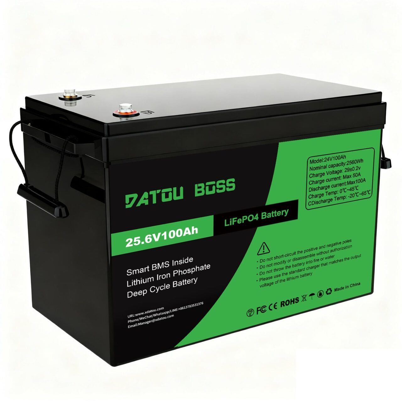 24V100Ahlifepo4lithiumbattery Акумулятор DATOU BOSS 24V 100Ah з BMS LiFePO4 для сонячних систем ДБЖ RV (SP-DT-24V100A-A01-EU)