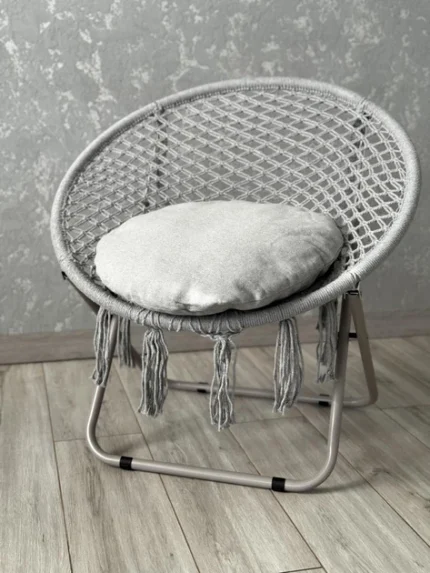 Розкладне крісло-гамак гніздо лелеки з подушкою сіре