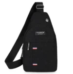 Cумка слінг через плече на блискавці однолямковий рюкзак тканинна чорна