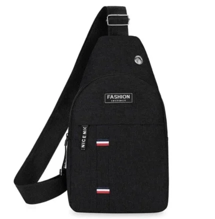 Cумка слінг через плече на блискавці однолямковий рюкзак тканинна чорна