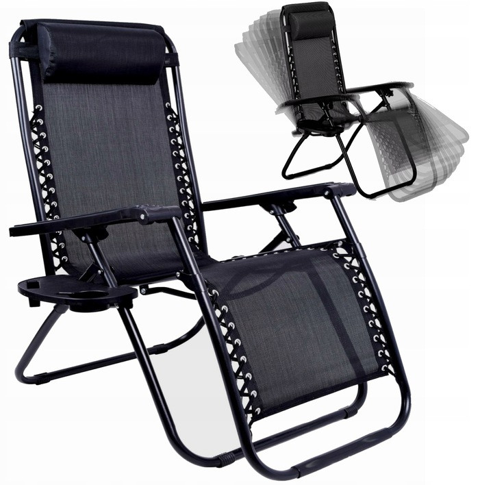 5598703933_w640_h640_sadovyj-shezlong-tkanevyj Розкладний лежак 2в1 eHokery ORION чорний - Зображення 1