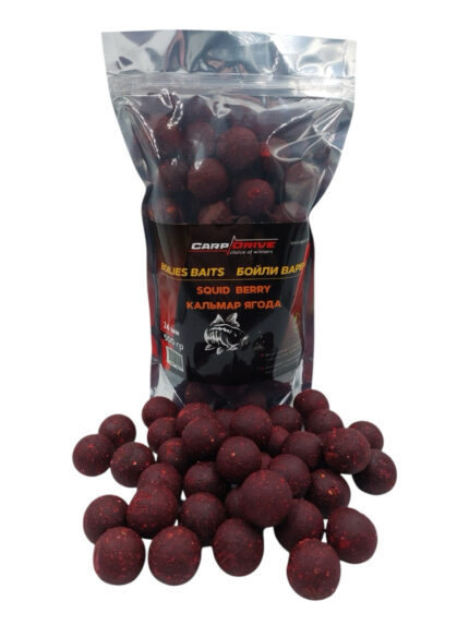 Бойли варені Carp Drive Кальмар Ягода Squid - Berry 24мм 500г