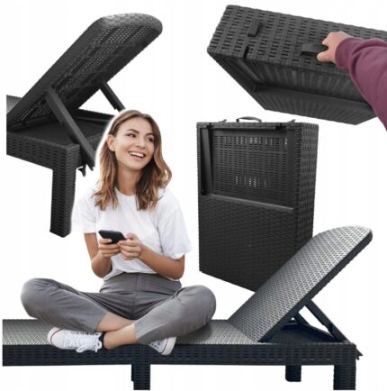 Шезлонг пластиковий чорний GOTEL Premium L65