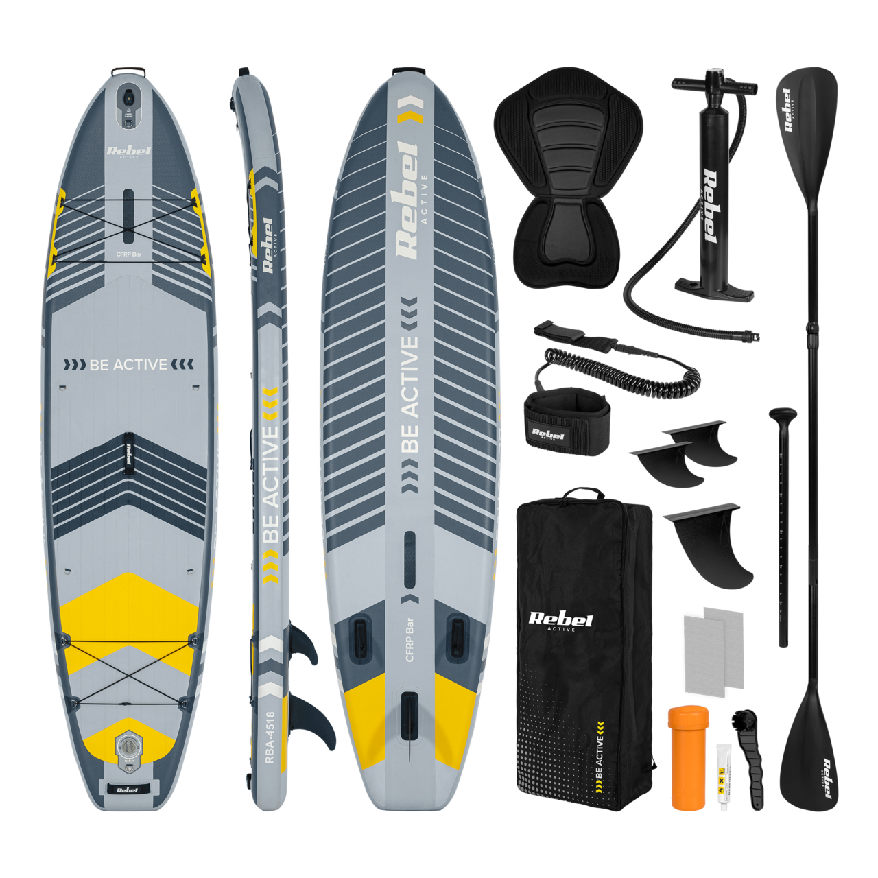 photo_2669100 SUP-дошка для плавання комплект REBEL ACTIVE PRO RBA-4518 335см GRAY - Зображення 1