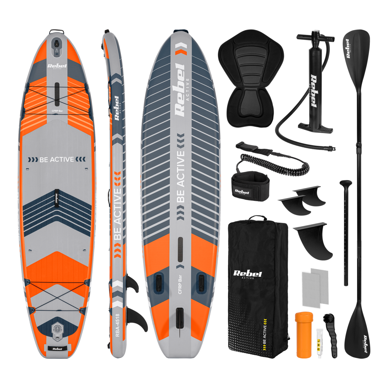 photo_2669200 SUP-дошка для пдавання комплект REBEL ACTIVE PRO RBA-4518 335 см оранжева