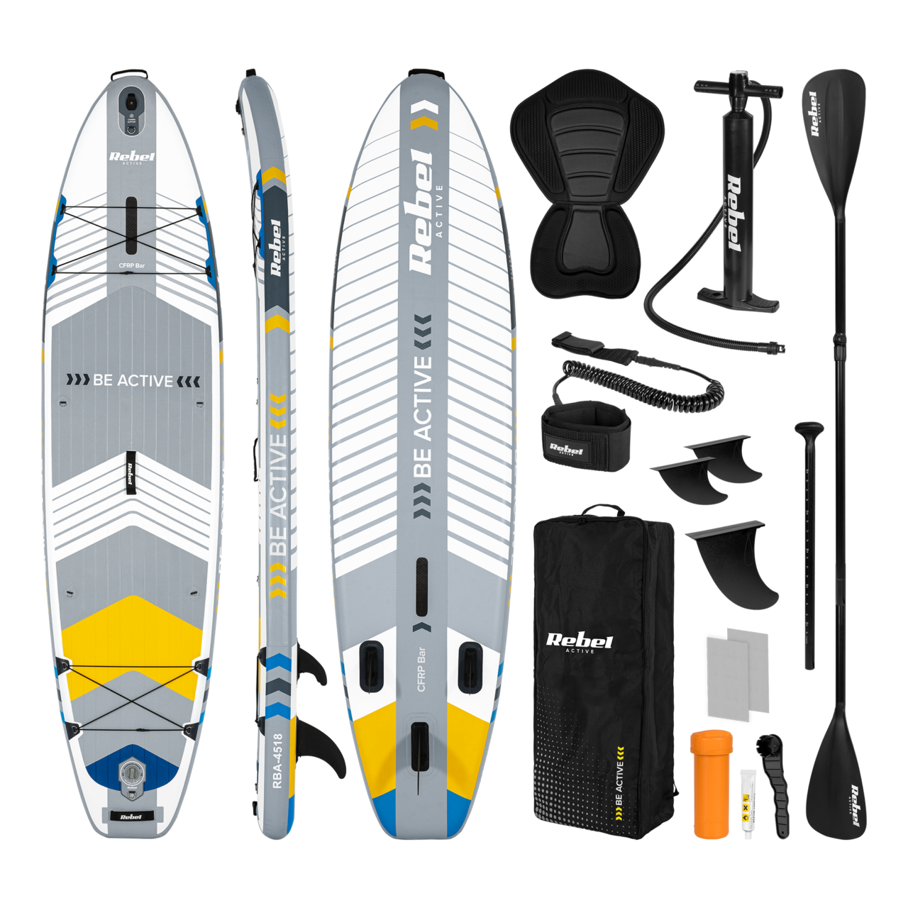 photo_2669400 SUP-дошка для плавання комплект REBEL ACTIVE PRO RBA-4518 white 335см - Зображення 1