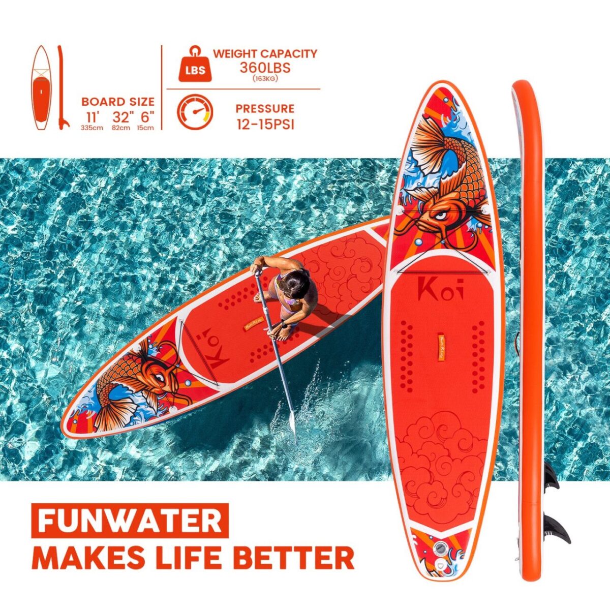 SUP дошка Funwater Feath-R Lite Koi 3.5 м SUPFR01E - Зображення 3