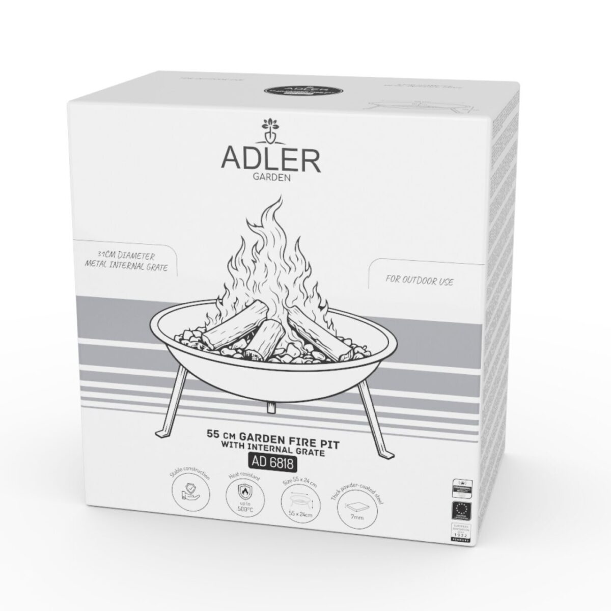 Садове вогнище Adler AD 6819, сталева чаша 58 см, 500°C
