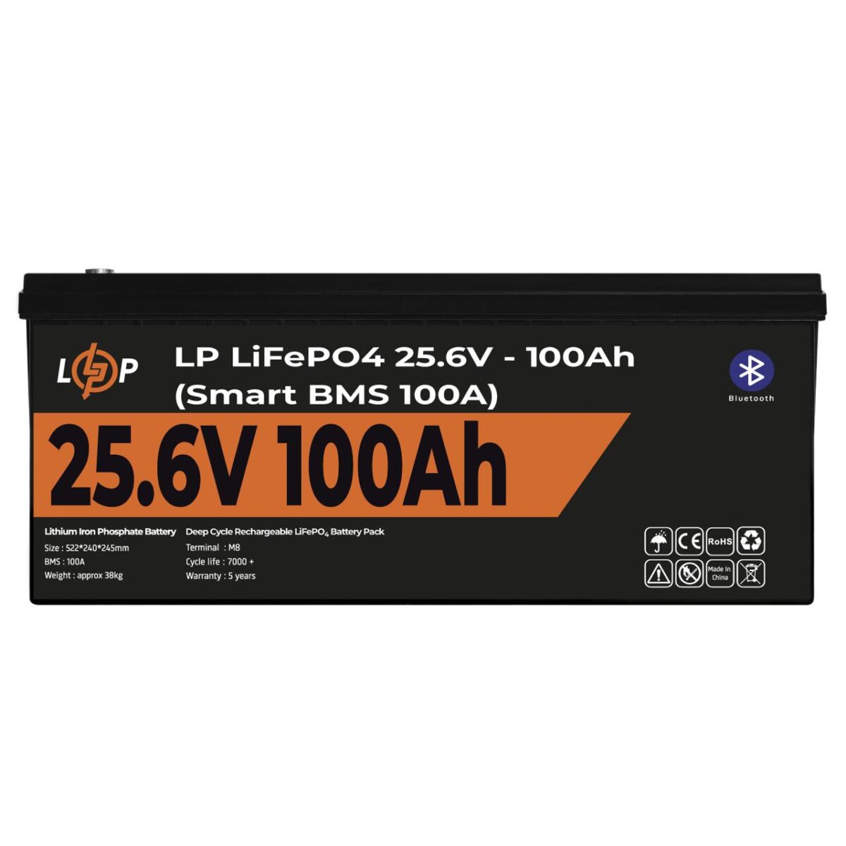 Акумулятор LogicPower LP LiFePO4 24V 25.6V 100 Ah 2560Wh Smart BMS 100А с BT пластик - Зображення 2