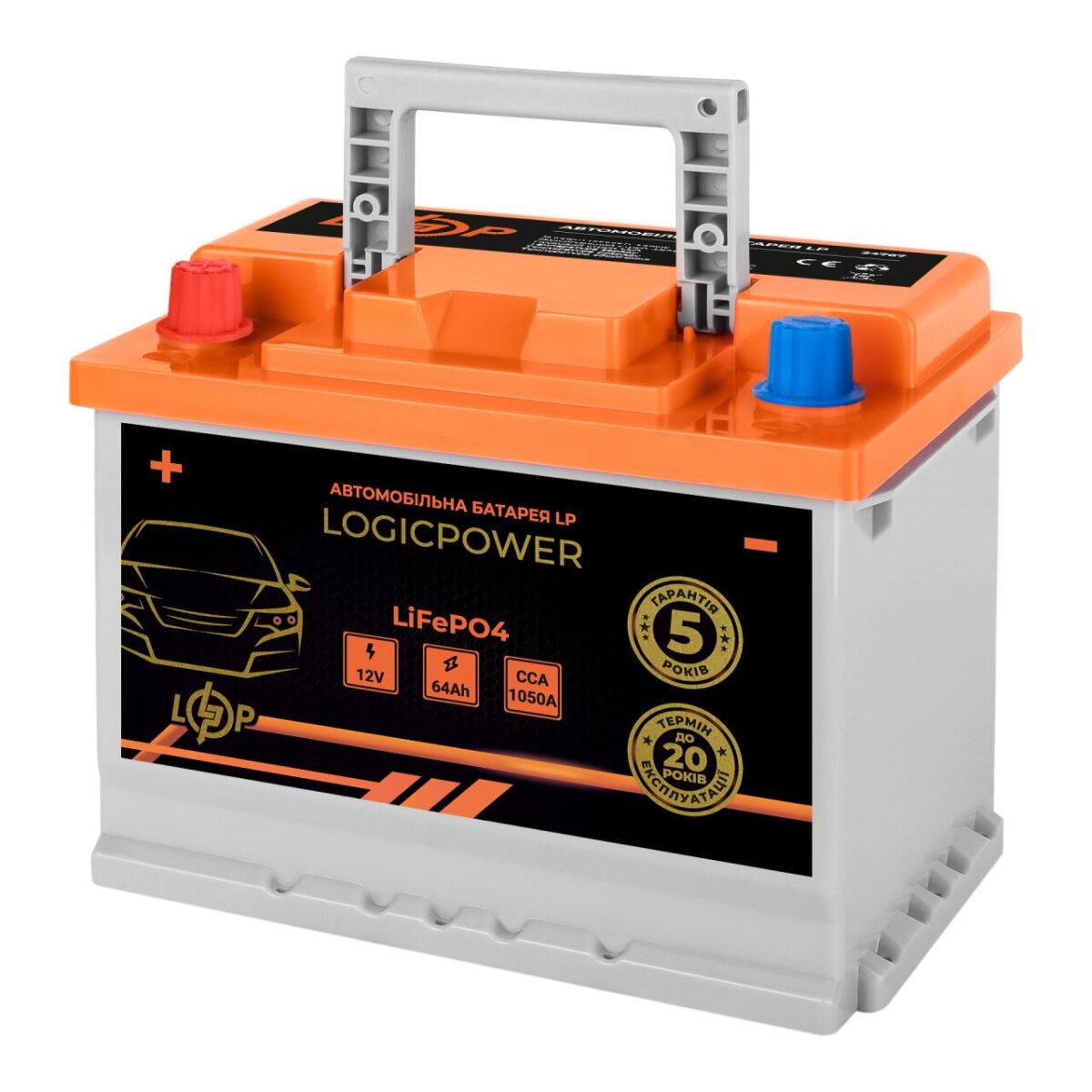 Автомобільний літієвий акумулятор LogicPower LP LiFePO4 12V - 64 Ah (+ зліва) BMS 1050А - Зображення 2